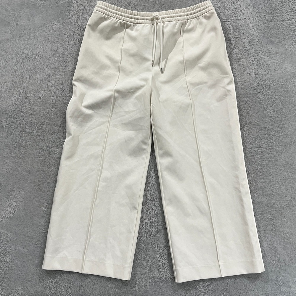 Athleta Sweatpants Womens 14 Ivory Wide Leg Pleated Drawstring Boho Lounge Y2K